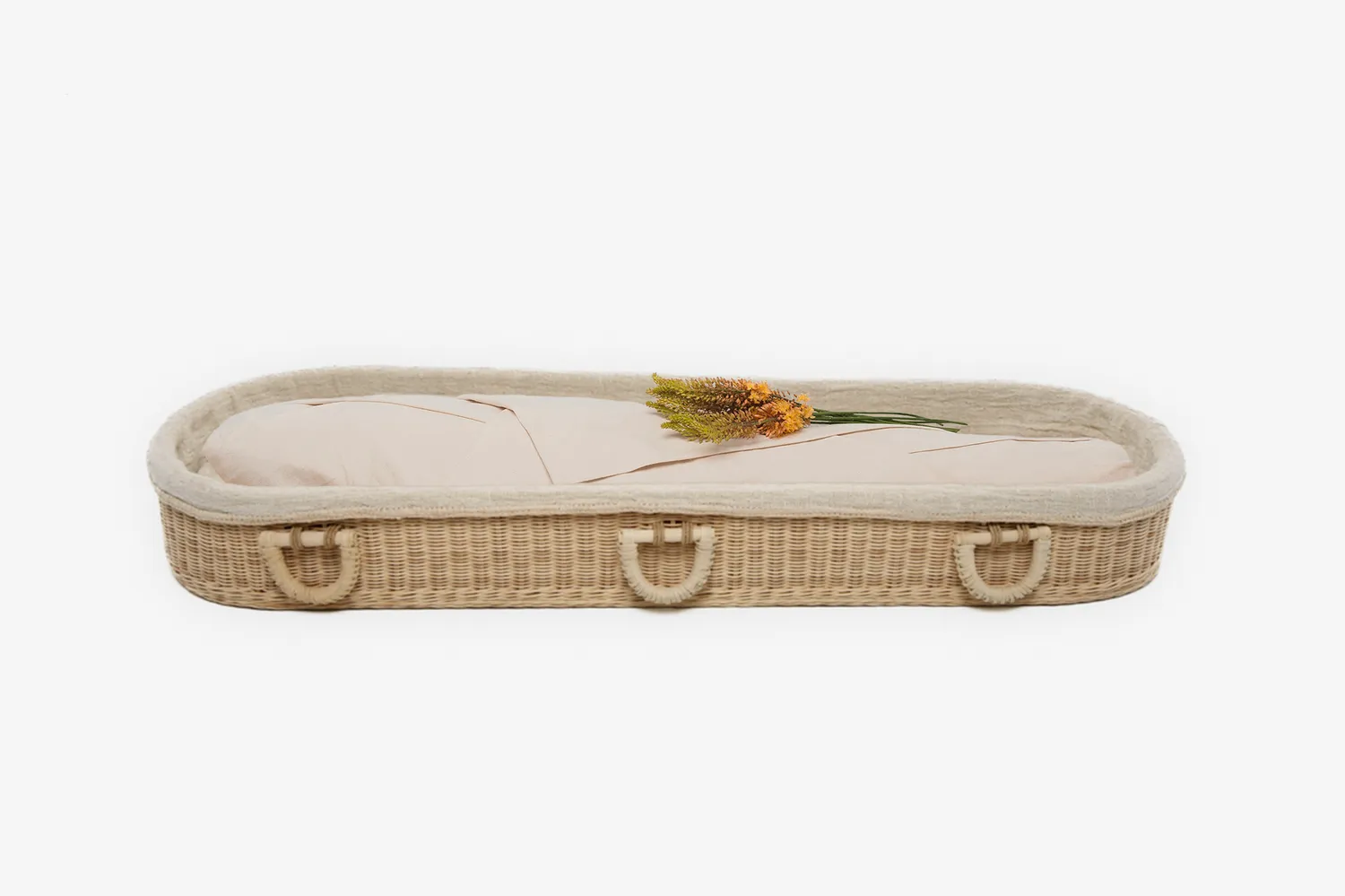 Wikkelgoed Rotan baar draagbaar met bekleding