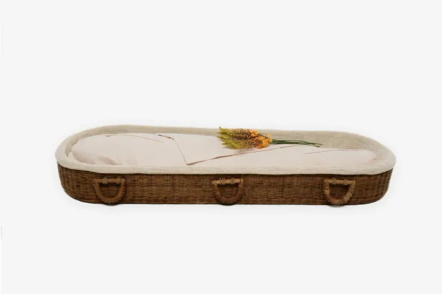 Wikkelgoed Rattan uitvaartset donker met molton wade