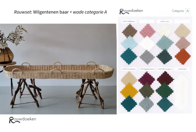 Rouwdoeken Rouwset Wilgentenen baar met wade cat. A rouwset