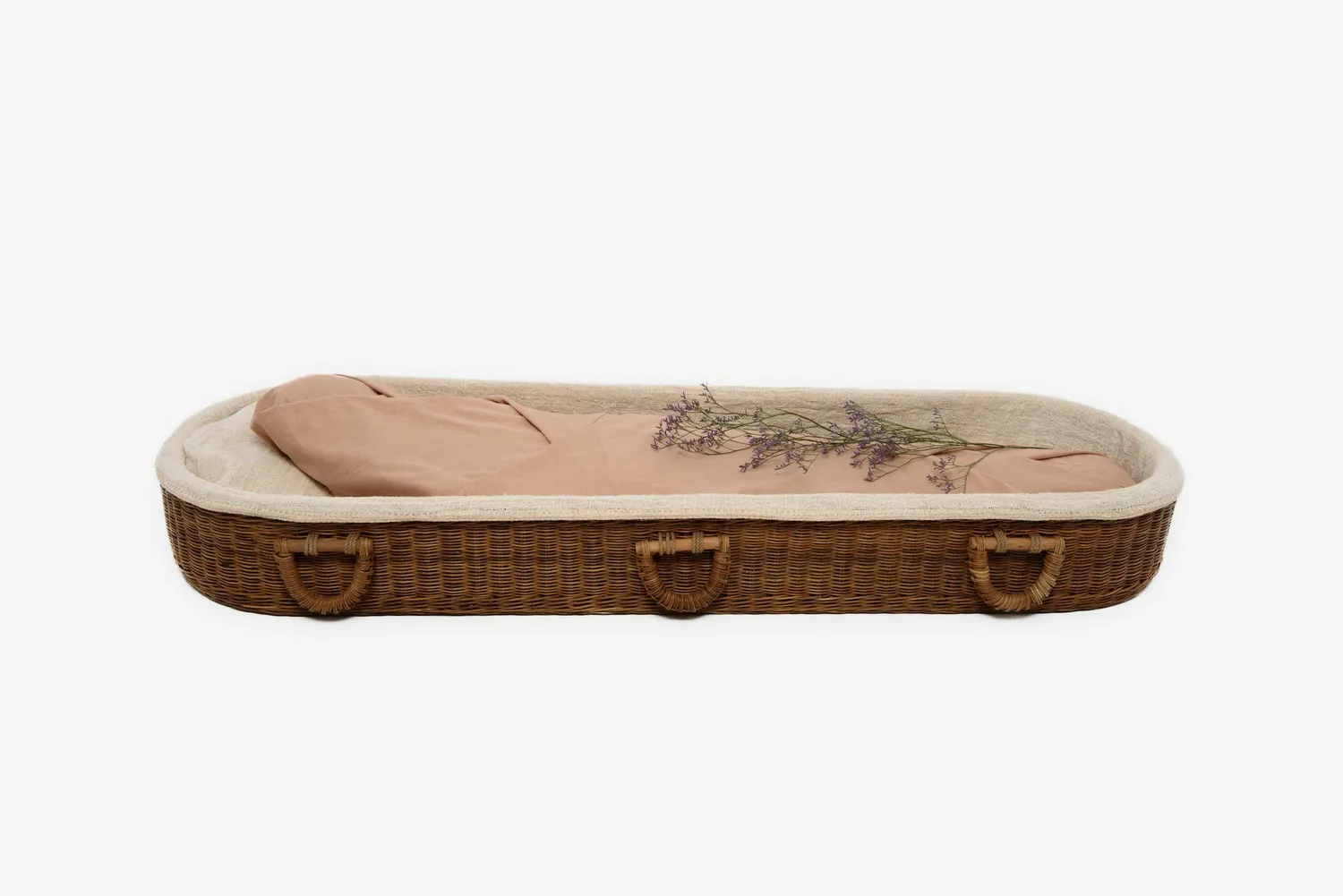 Wikkelgoed Rotan baar draagbaar met bekleding